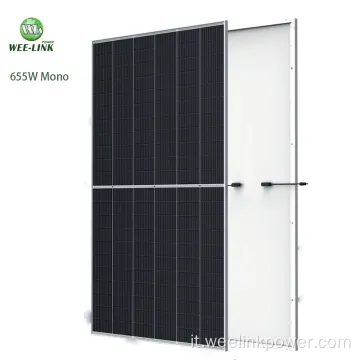 Pannello solare ad alta efficienza cristallina da 655 W per sistema di energia solare